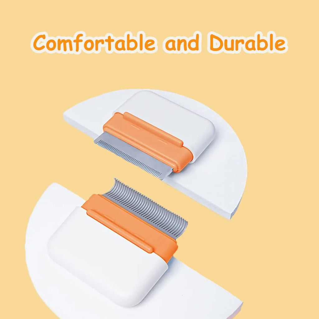 Blue double-sided pet grooming comb with stainless steel teeth for cats and dogs