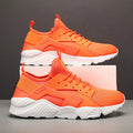 Men's mesh low top casual shoes in fluorescent red with lace-up closure and cross shoulder straps