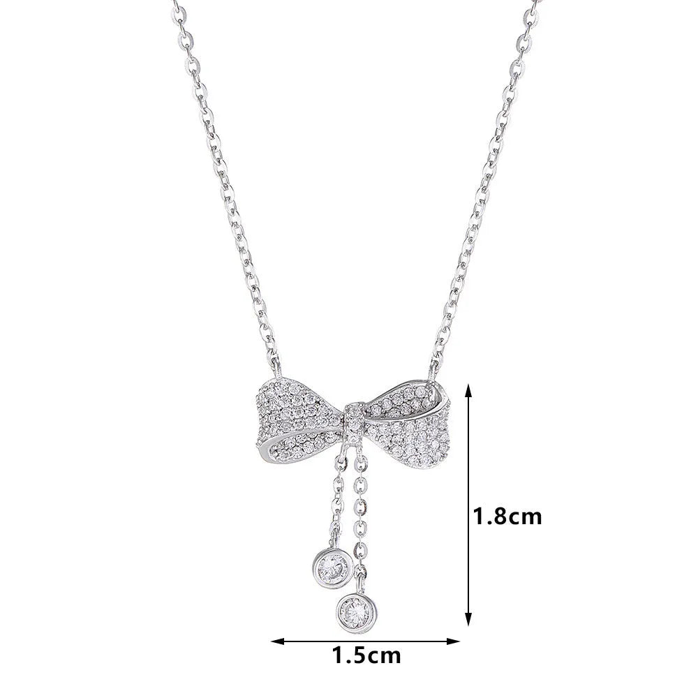 925 sterling silver necklace with bow pendant on a 40-45cm O-ring chain