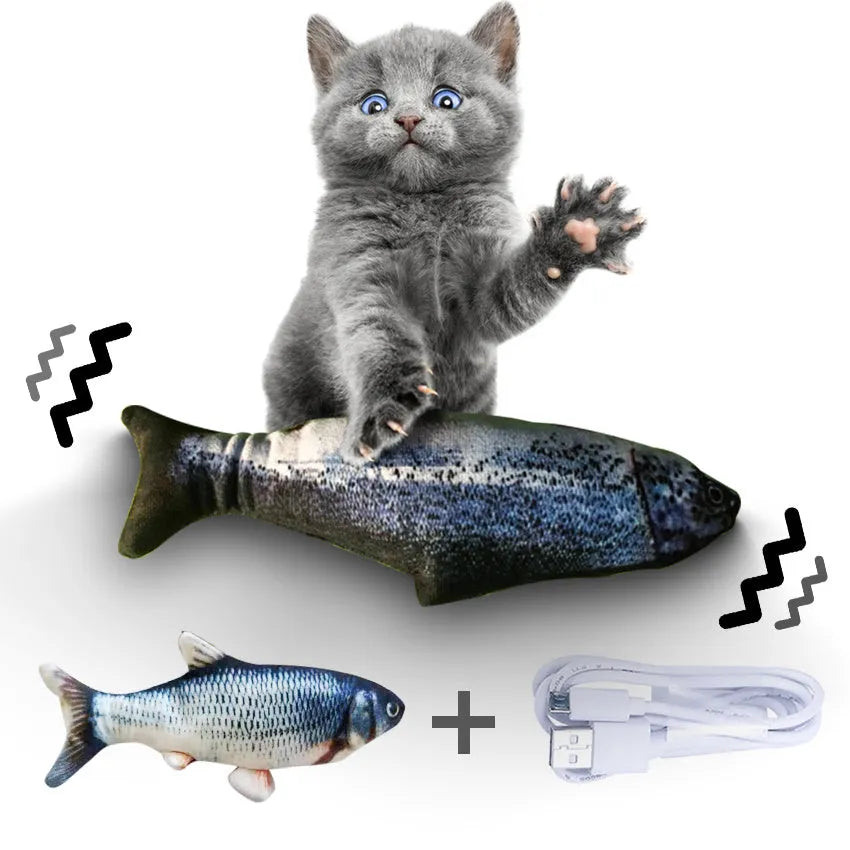 30cm electronic jumping fish cat toy with USB cable for charging