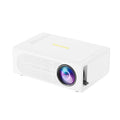 Portable mini projector in black colour showing compact design with connection ports