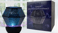 Children's rotating star night light showing three colour LED illumination in bedroom setting