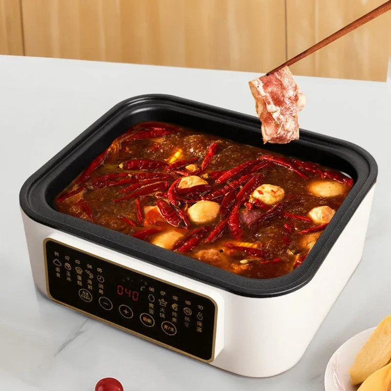 Stainless steel electric food steamer with 28-litre capacity and 800W power rating