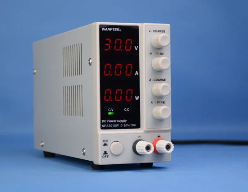 White adjustable DC power supply unit for mobile phone and notebook repair with digital display