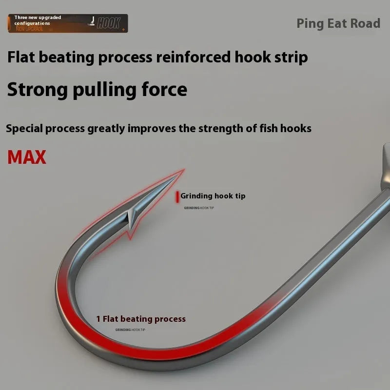Set of 50 steel jig hooks with primary colour coating for fishing