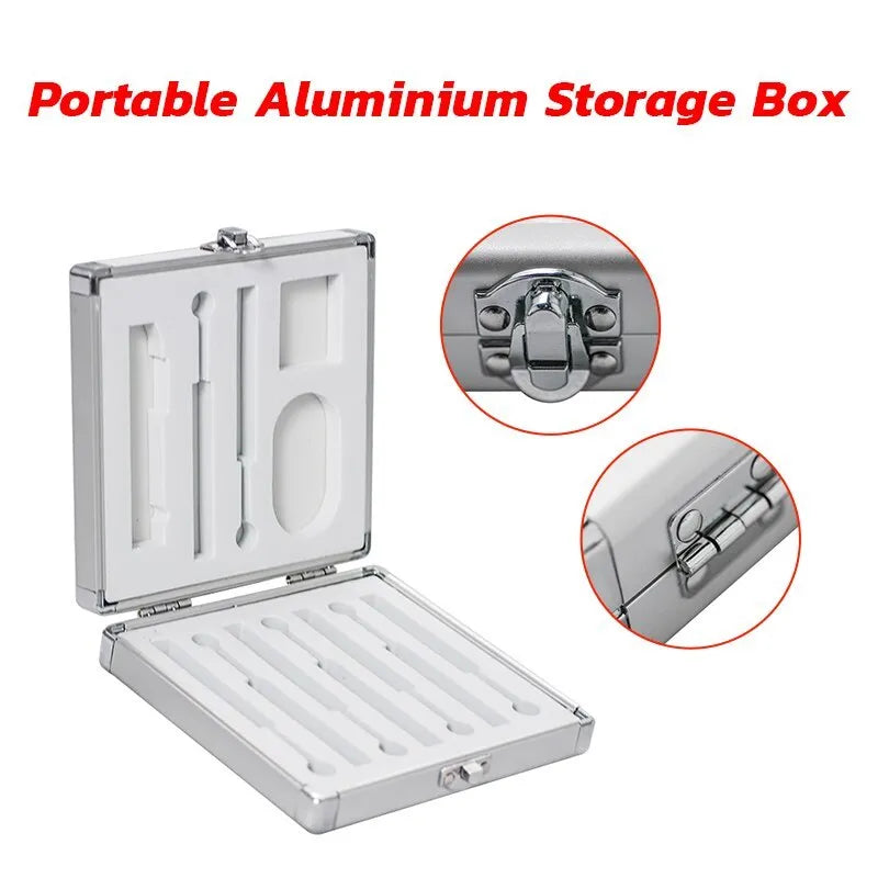 Silver aluminium soldering iron storage box with compact dimensions for tool protection