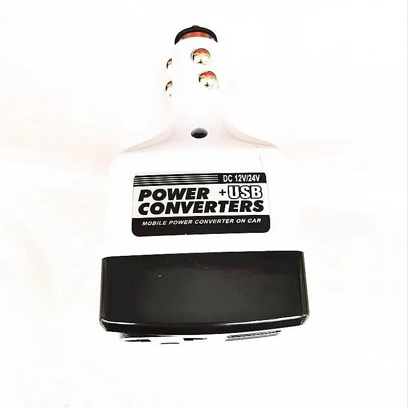 Car cigarette lighter power supply transformer with USB port for mobile phone charging