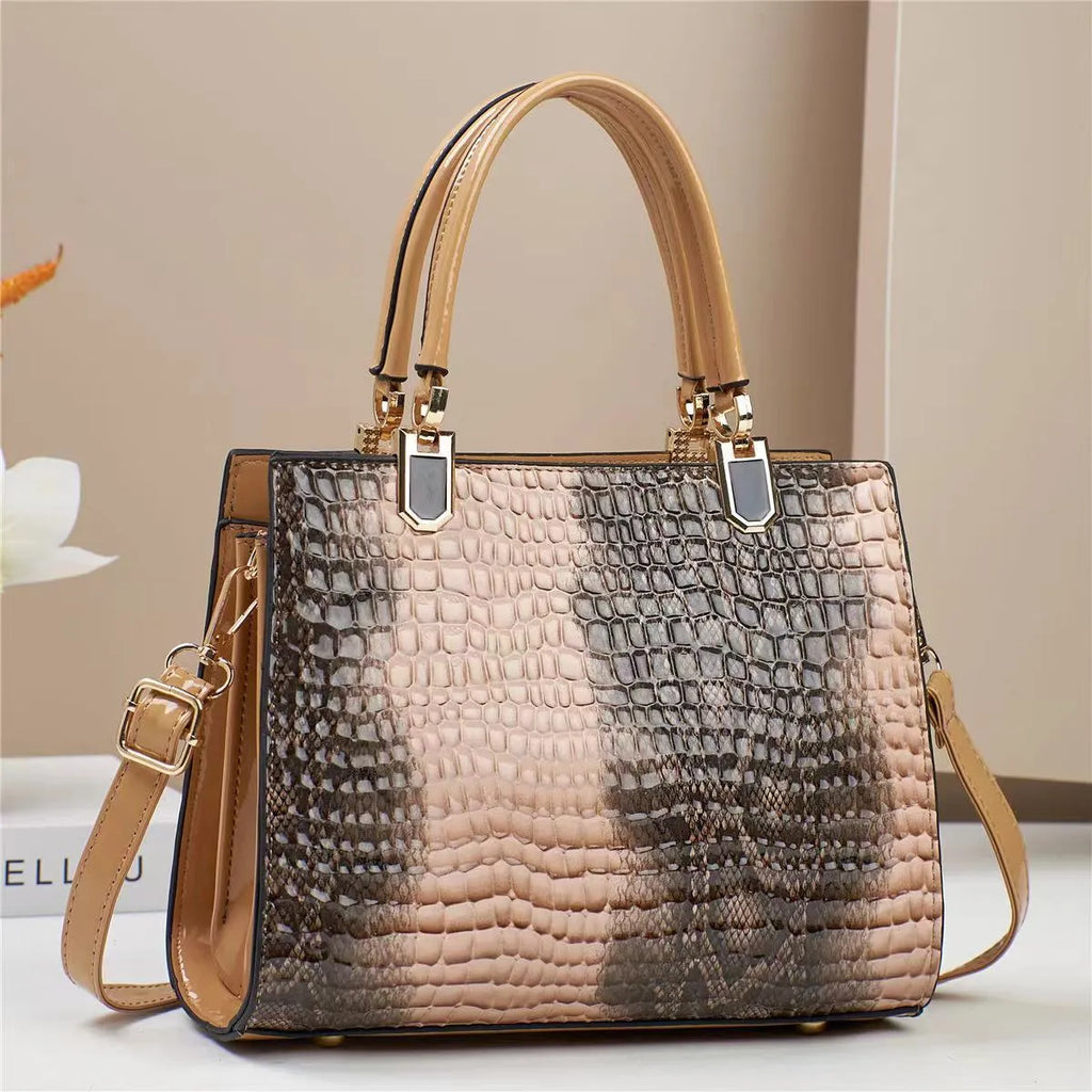 Women's large capacity one shoulder mom bag in soft PU leather with horizontal square shape