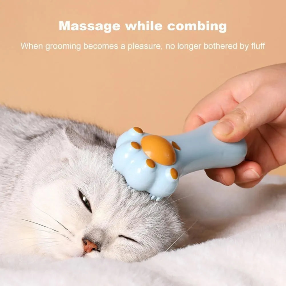 Blue cartoon cat massage comb and dental toy with rounded teeth and dust-proof cover
