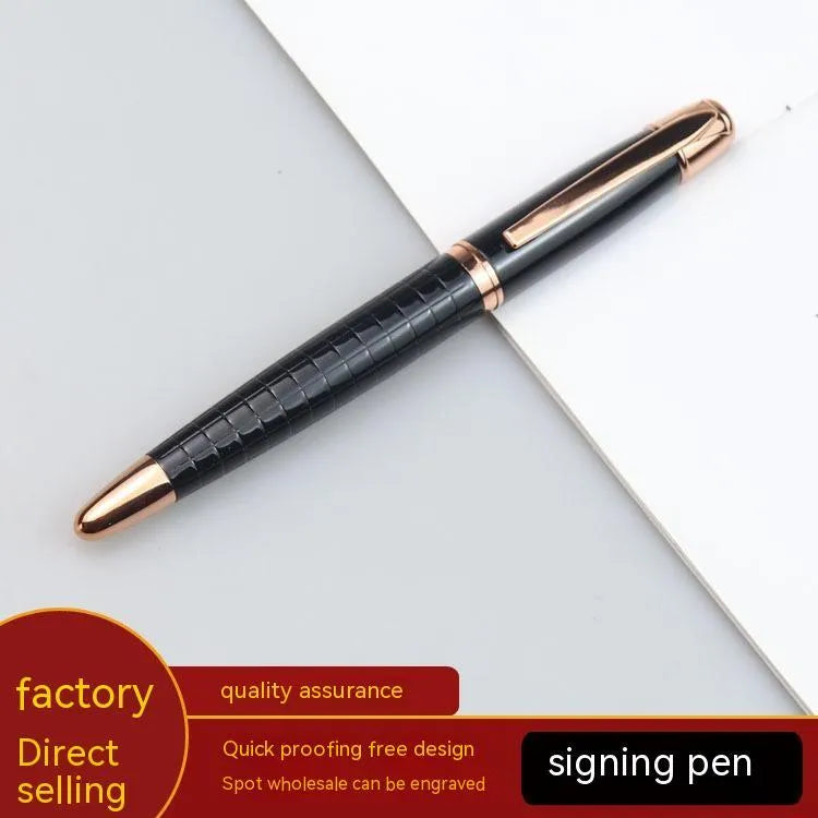 Grey metal roller pen with gun-shaped barrel on white background