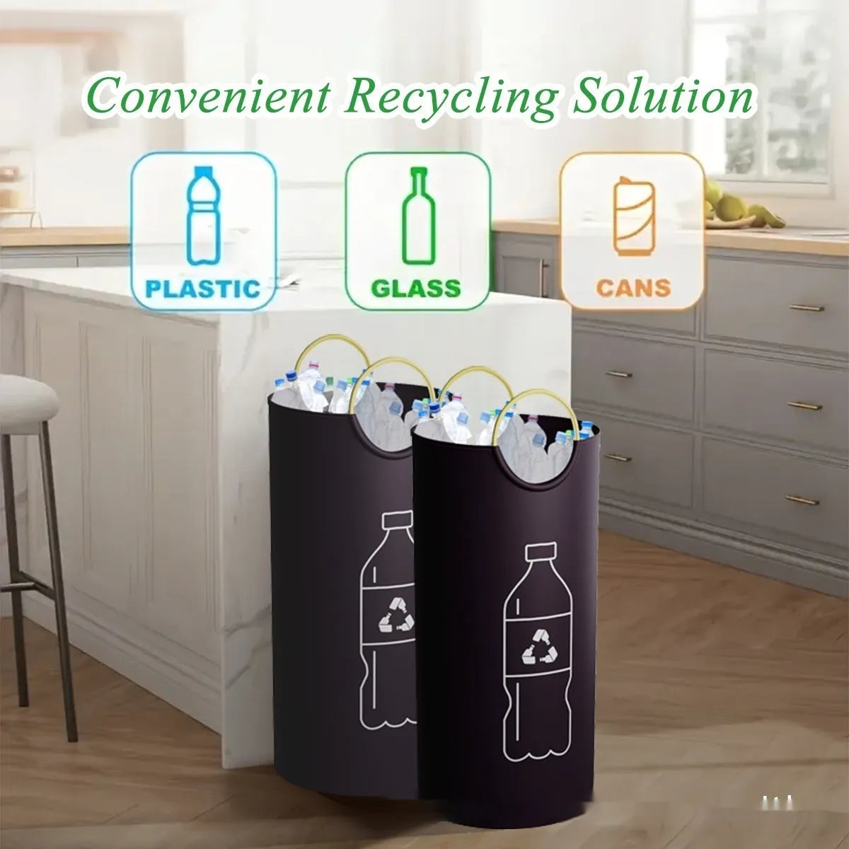 Round portable trash can 38x72cm with plain or patterned design options