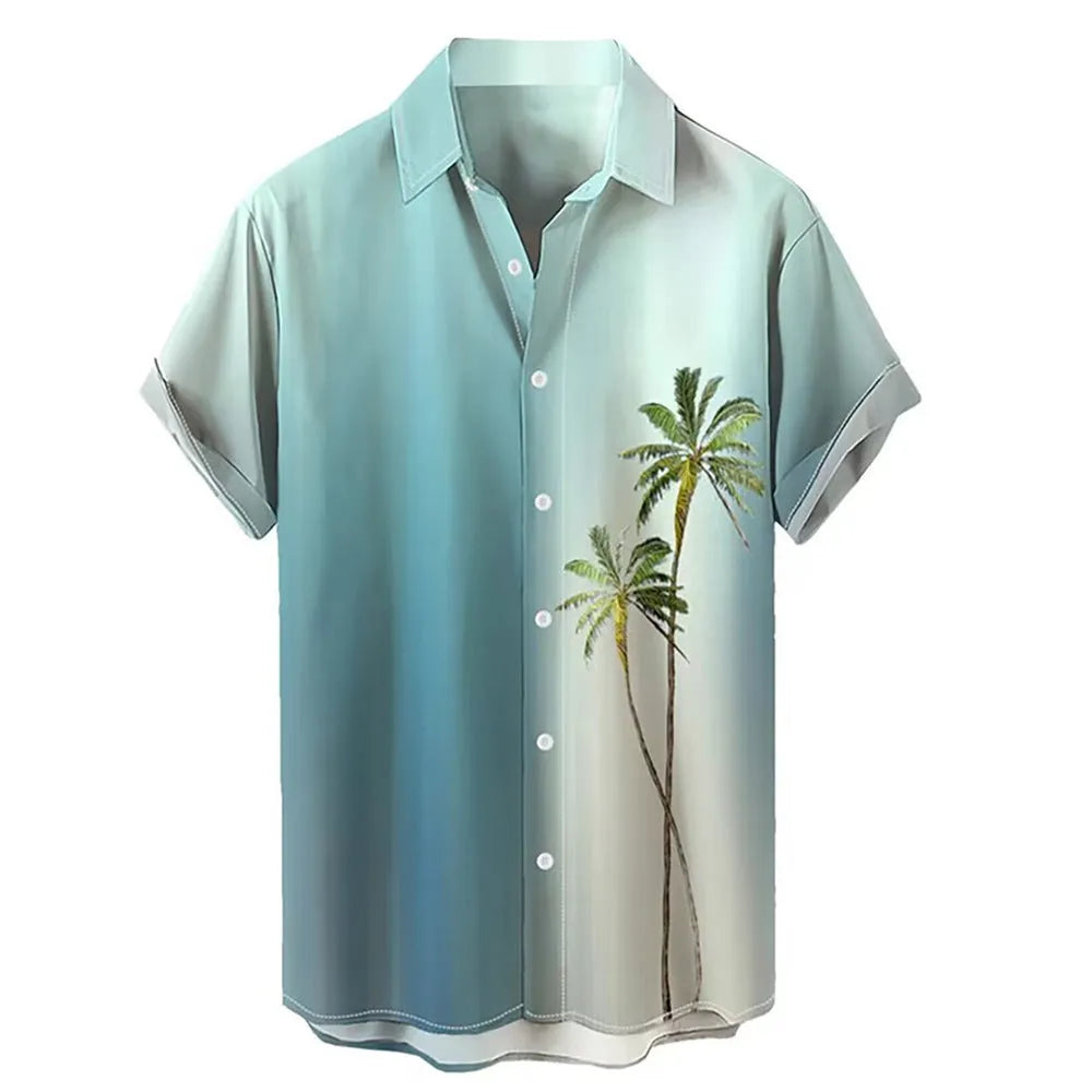 Men's Hawaiian shirt with 3D printed pattern in regular fit cardigan style