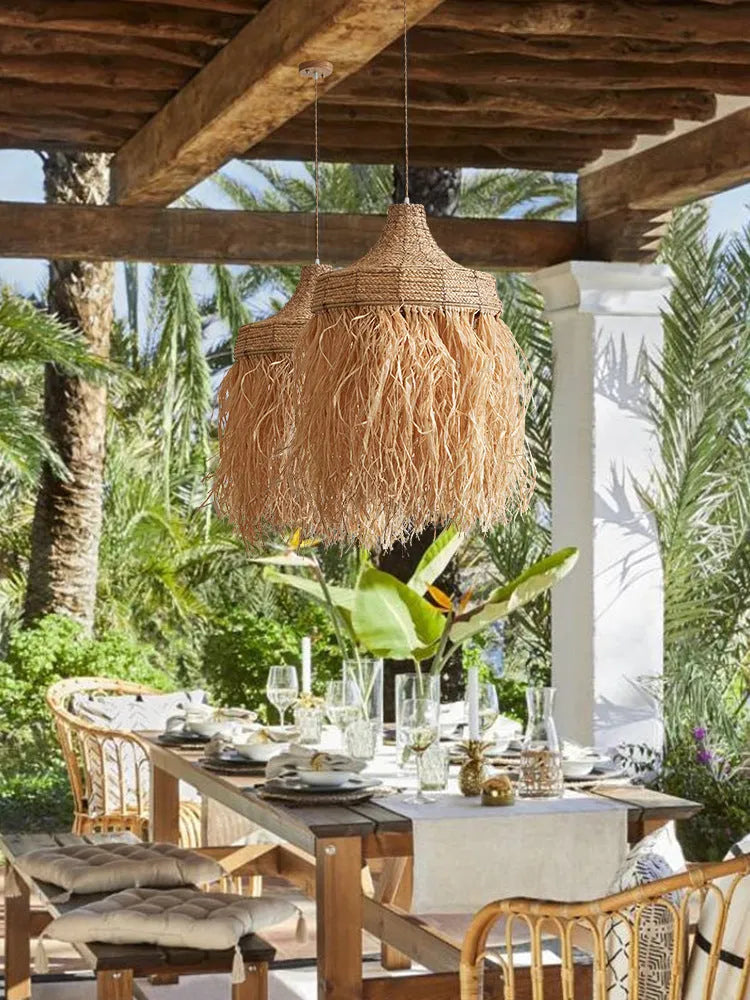50cm diameter retro restaurant chandelier with wild vetch and willow weaving construction
