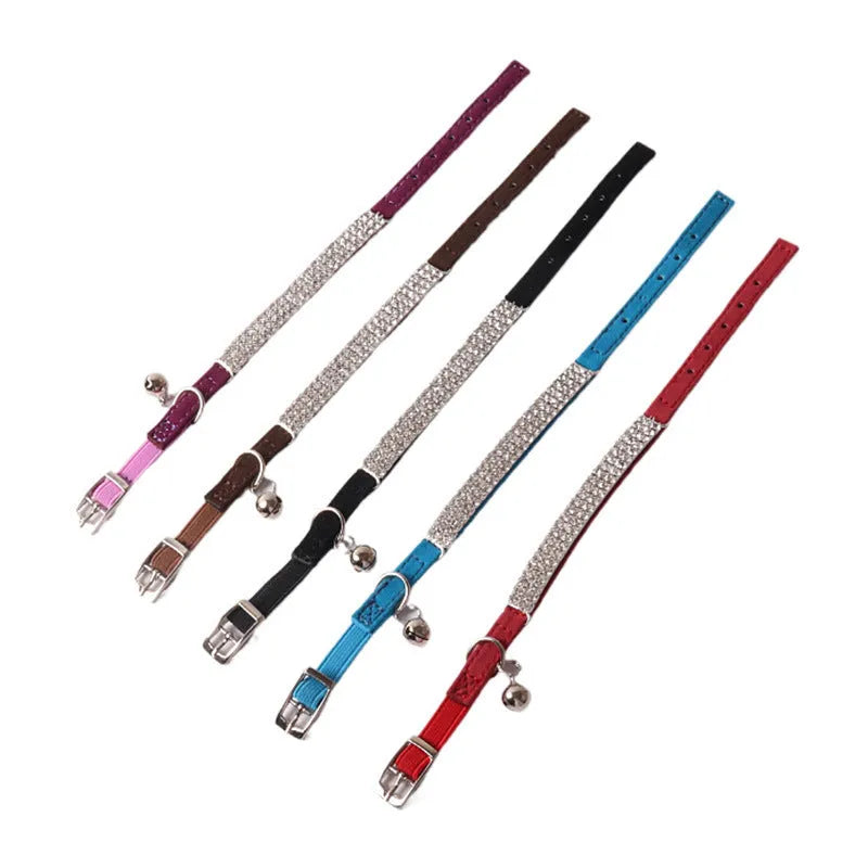 Flocking material cat collar with elastic buckle in six colour options