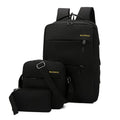 Men's USB charging computer bag three-piece set in black nylon with multiple compartments