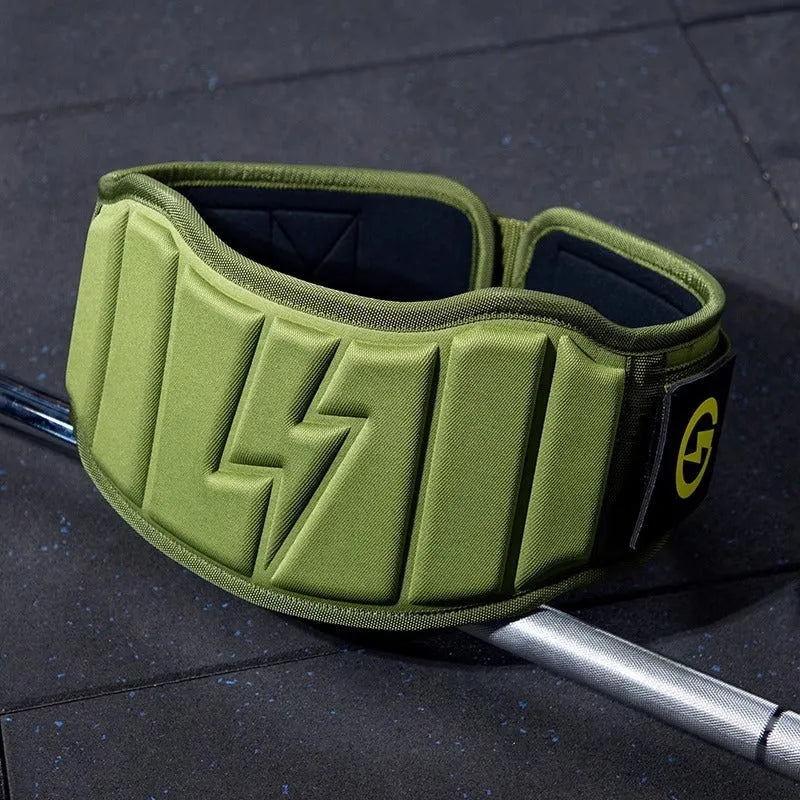 Abdominal exercising and weightlifting protection belt for waist support during squats and bench press.