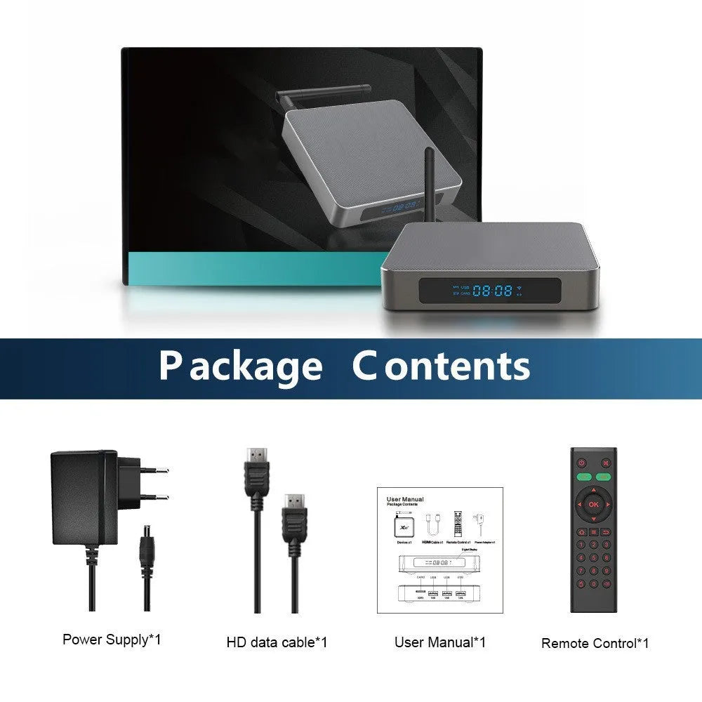Android 8K set-top box with RK3566 processor measuring 105mm x 105mm x 20mm