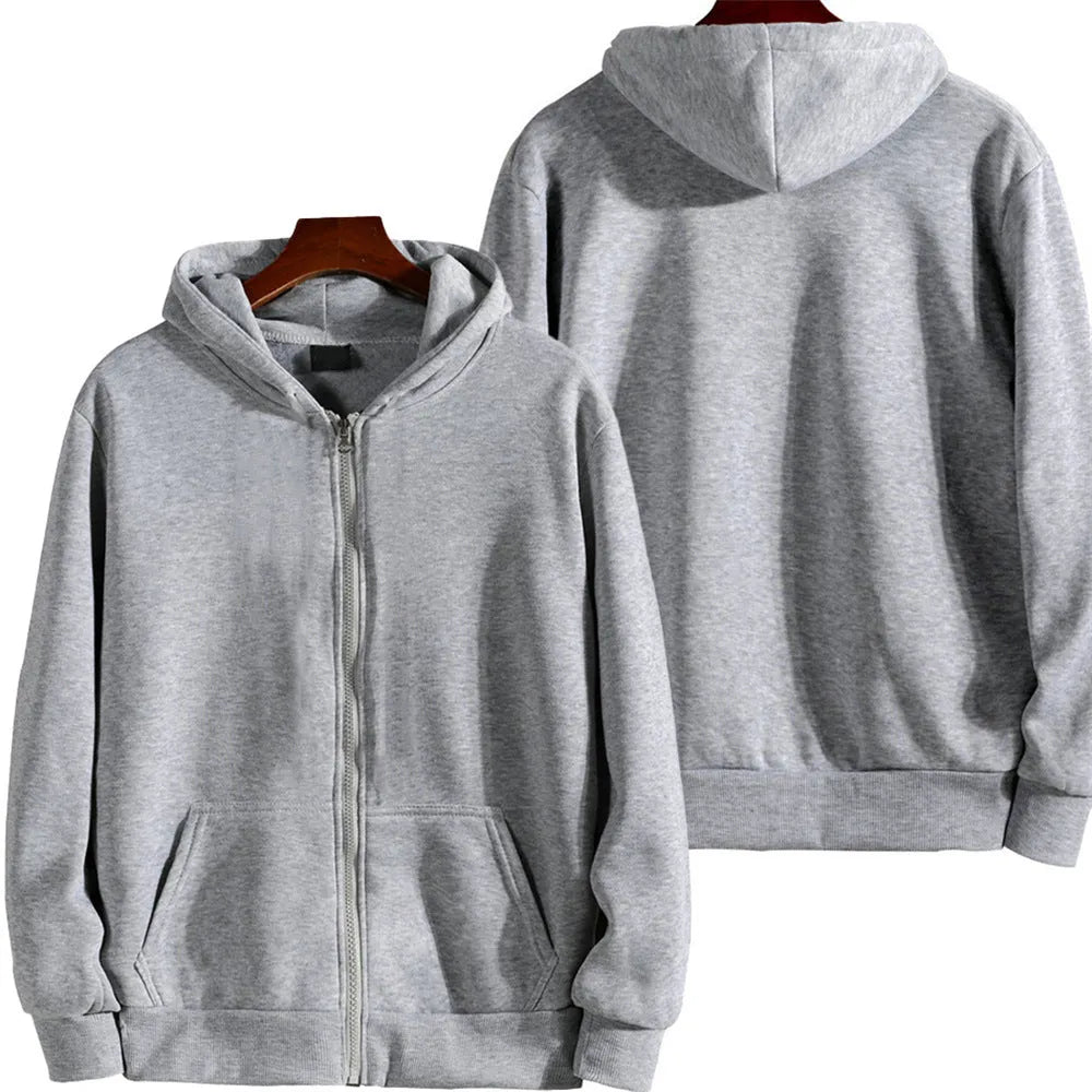 Men's loose fit solid colour sports zipper jacket in polyester-spandex fabric