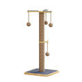 Windmill-shaped cat climbing frame with a hanging ball toy, made from pine wood with carpet leather surfaces