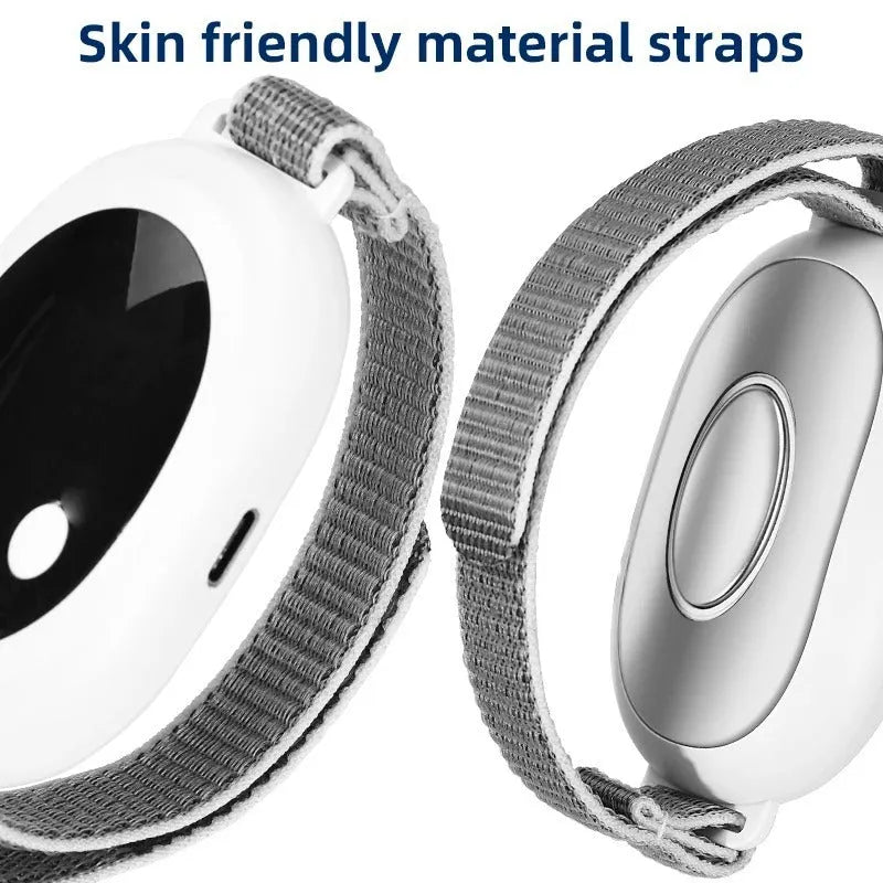 White sleep aid device with handheld remote control showing 20 gear settings and USB charging cable