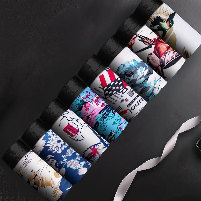 Men's personalised Ice Silk boxer shorts in various colours with mid-waist design and functional support features