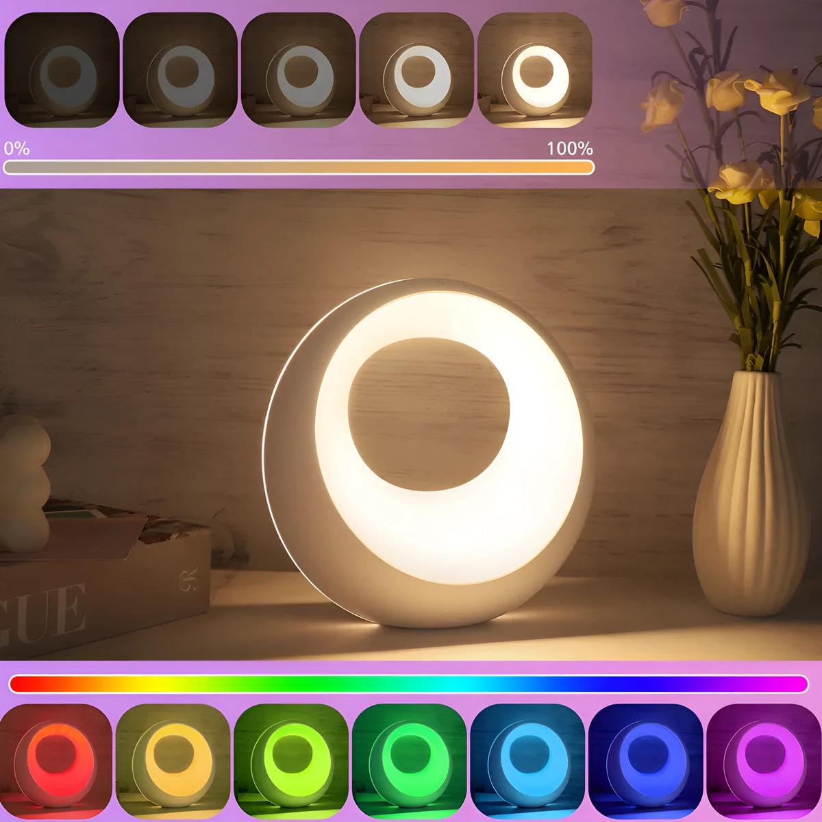 RGB colour changing night lamp with remote control measuring 177mm tall