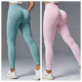 Mid waist tight yoga pants in solid color for hip lifting and running fitness