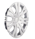 Universal monochrome ABS plastic wheel hub cover in silver or black for 13-16 inch car wheels.