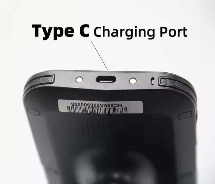 SLP-05 handheld Android UHF RFID reader scanner with integrated display and trigger.