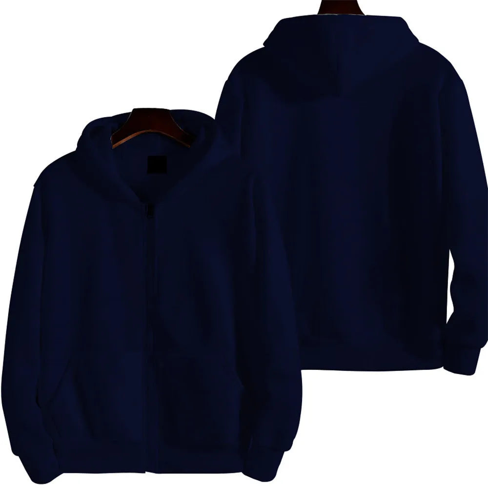 Men's loose fit solid colour sports zipper jacket in polyester-spandex fabric