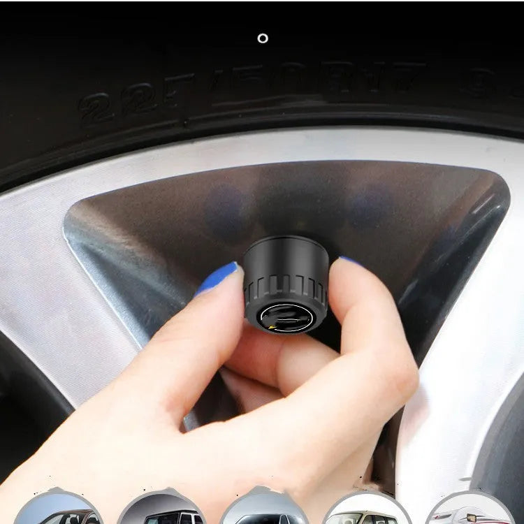 Bluetooth 5.0 automotive tyre pressure monitoring system with four external sensors, wrench, and anti-theft screws