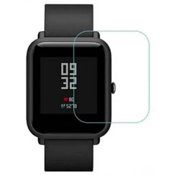 Amazfit Bip S smartwatch with clear TPU hydrogel screen protector applied