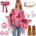 Colourful tie dye cloak costume with irregular pattern printing and bell sleeves