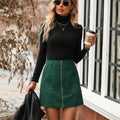 Women's high waisted short skirt with stitching detail and side zipper closure in multiple colours