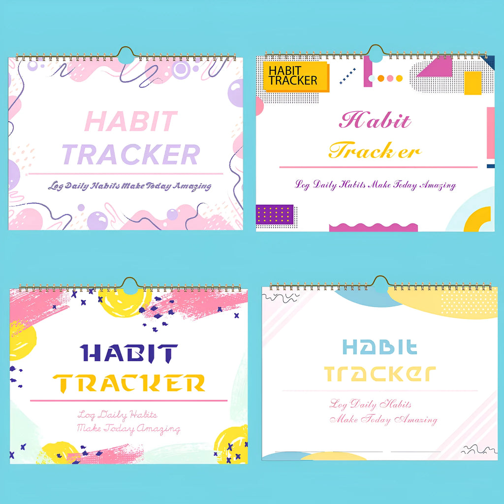Self-discipline habit tracking notebook showing 12 internal pages with A4 21x28cm dimensions