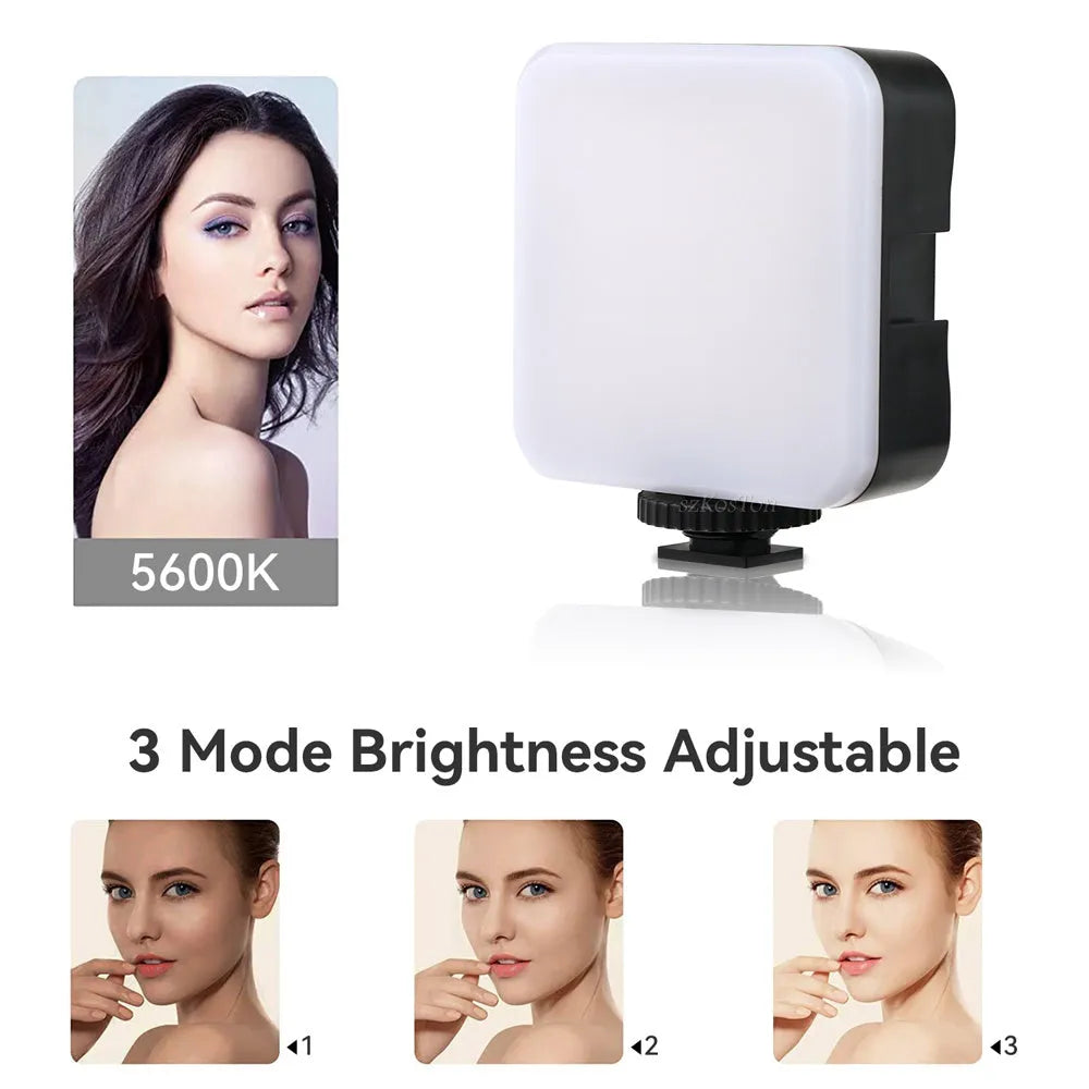 Universal LED mini square top flash light on a tripod, showing compact size and rotatable head.