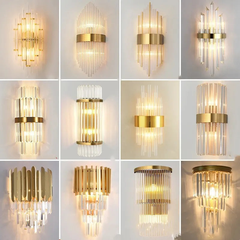 Modern crystal wall lamp with petal-shaped design in light luxury style