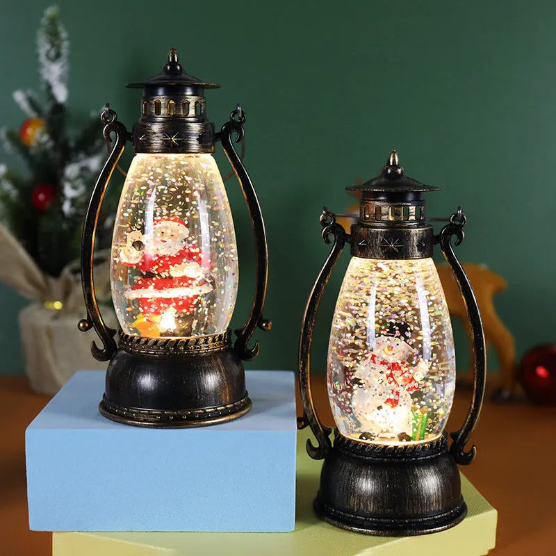Crystal ball LED oil lamp Christmas decoration in snowman or elderly figure style