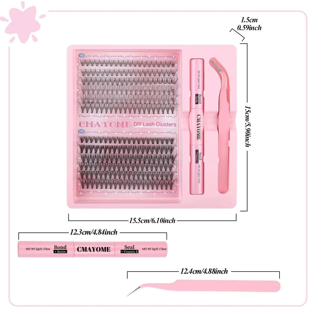 DIY single cluster false eyelashes in natural thick mixed split type with artificial fibre material
