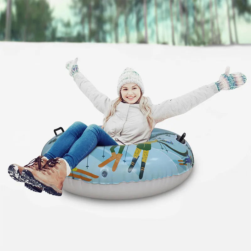 PVC winter ski ring toy in a choice of three printed colour designs for outdoor snow play.