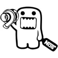 Creative cartoon funny car sticker on white background, showing 15x12cm size.