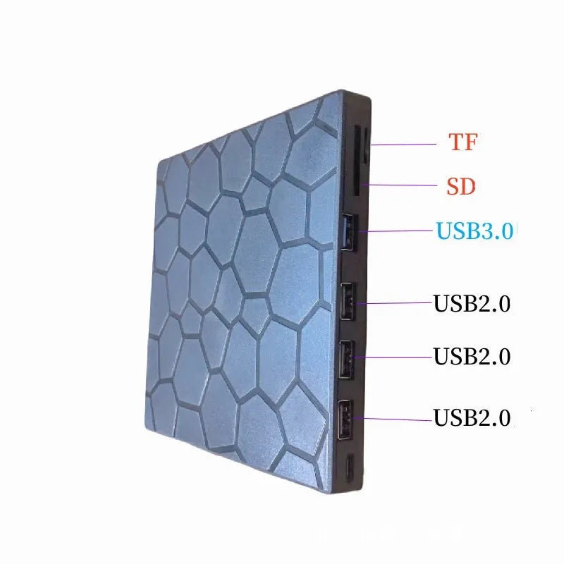 Black USB external CD drive burner with compact dimensions for laptop and PC connectivity