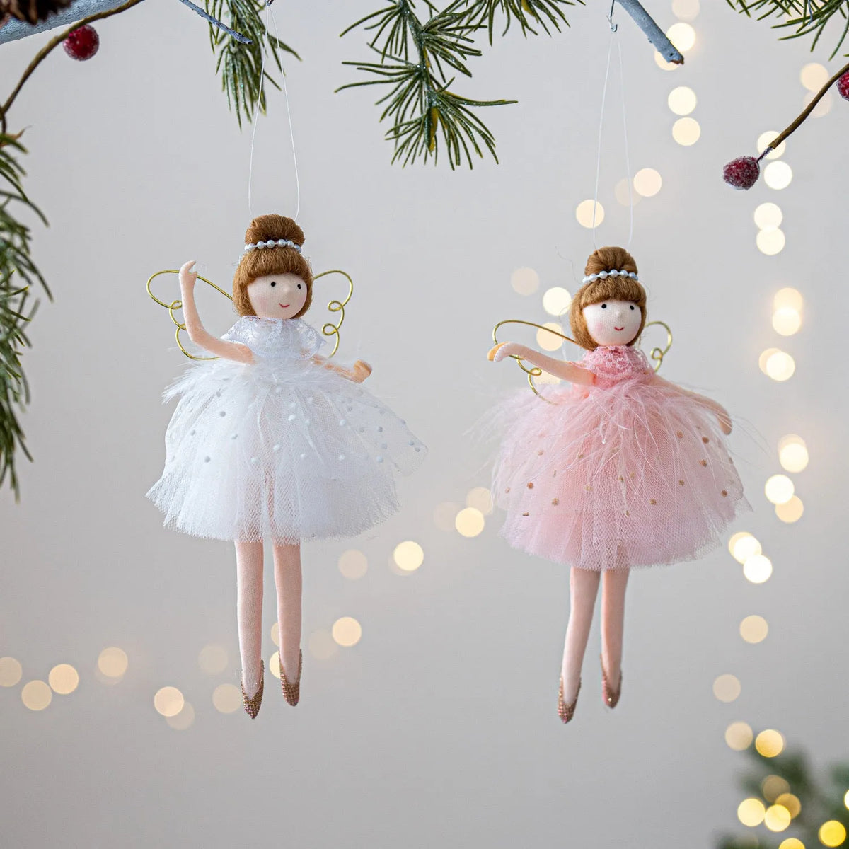 Pink and white cloth ballet girl angel plush doll pendant with modern simplicity styling