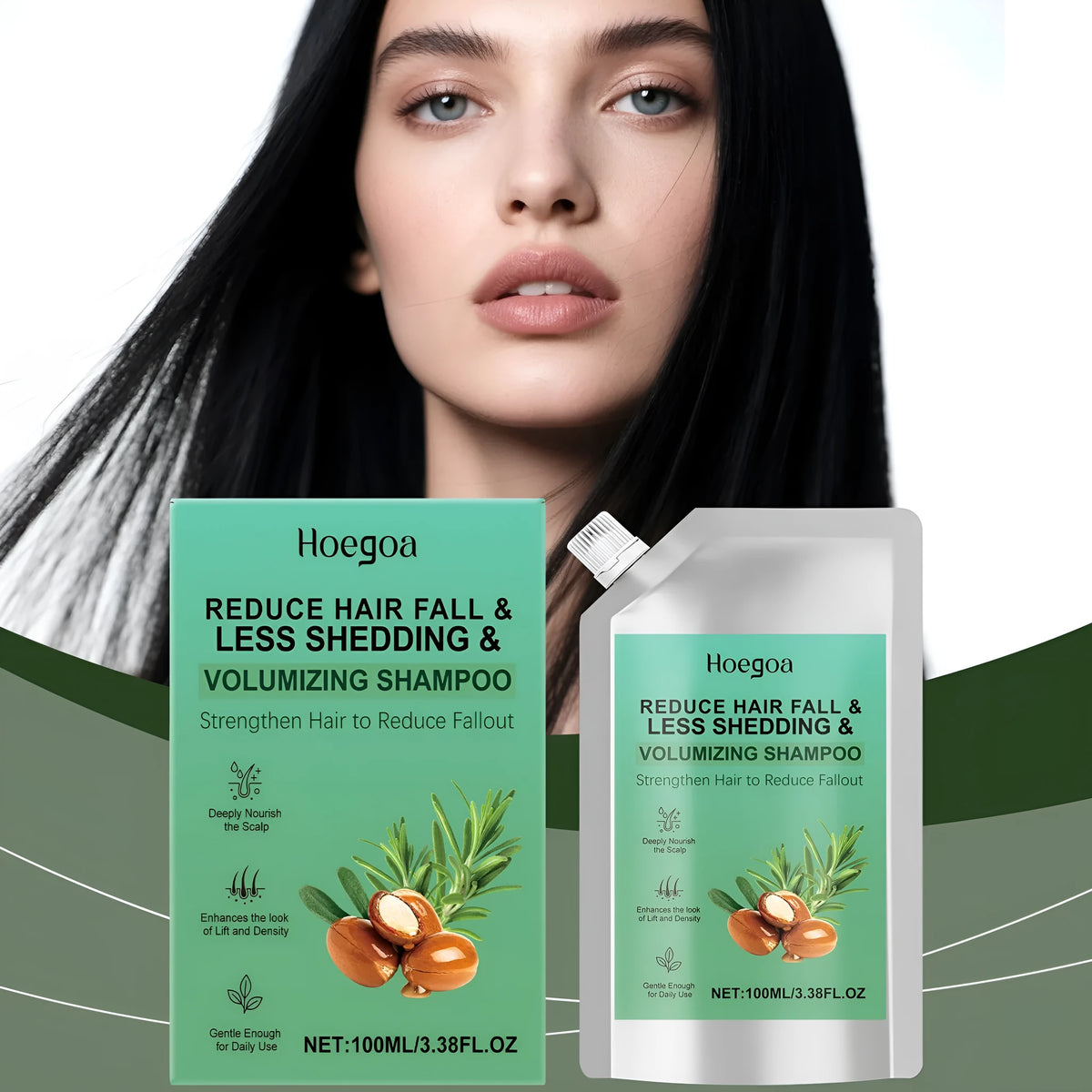 Abundant Nourishing Shampoo 100ml bottle with aloe vera, rosemary, rice ferment and biotin ingredients