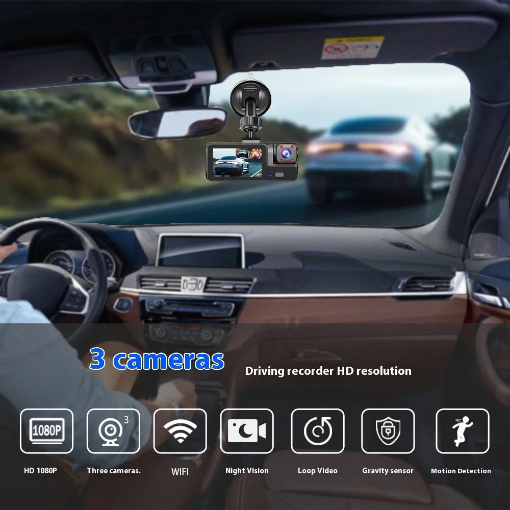 WiFi dash cam with 2.0-inch screen and reversing camera function for car security