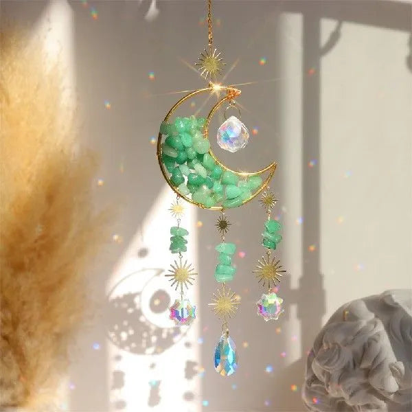 K9 crystal moon pendant car accessory in blue, green, pink, purple, or white colour options