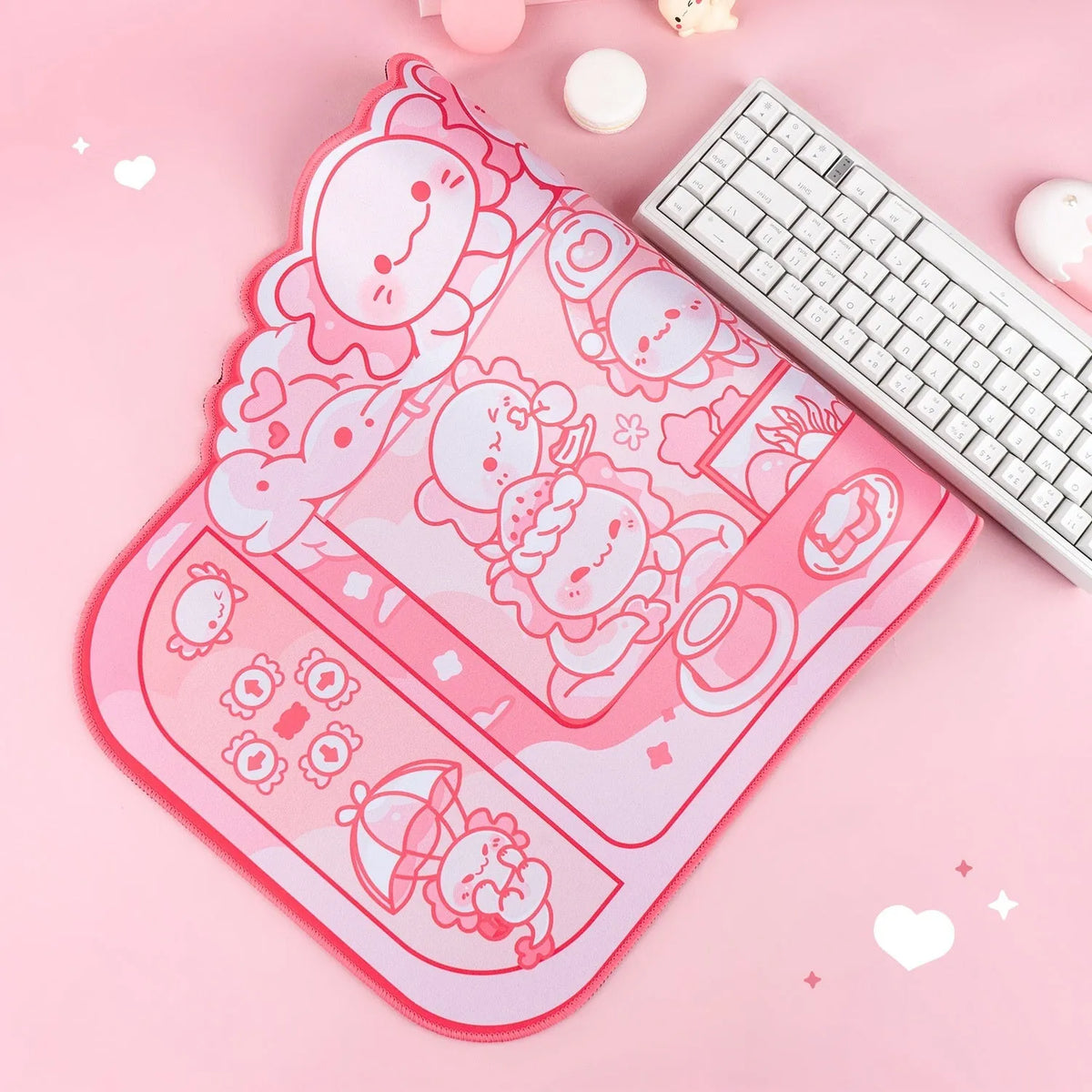 Hexagonal dragon crane machine pattern on 75x40cm cloth gaming mouse pad with wrist support