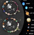 Natural stone beaded bracelets showing twelve Chinese zodiac sign styles with two bracelets per zodiac