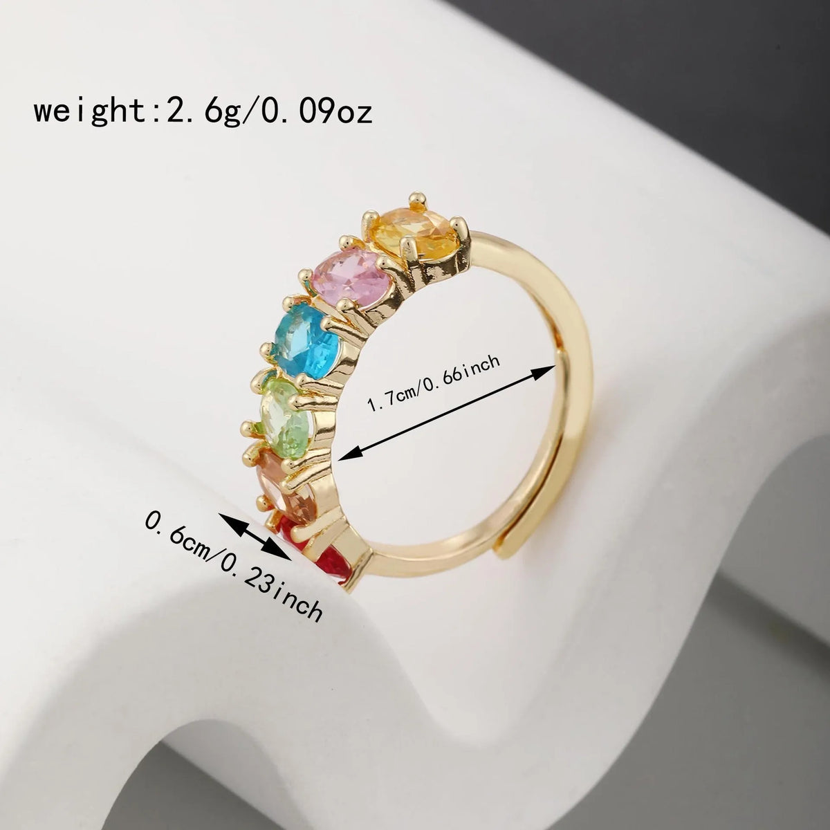 Gold colour adjustable zircon ring for women with simple retro design