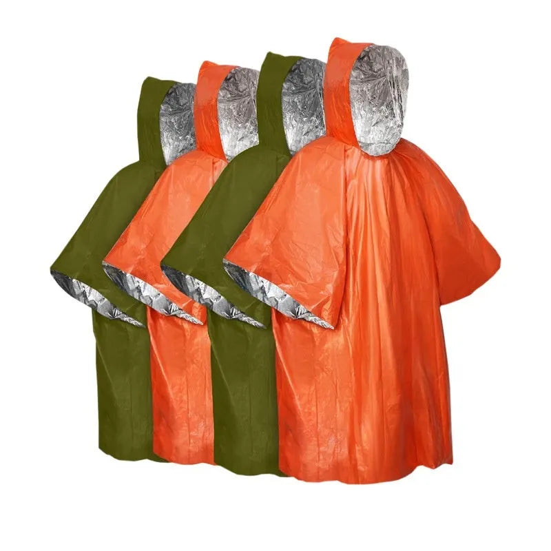 Orange and army green cross-country running raincoat measuring 100 by 130 centimetres